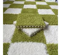 Tapete Entrelazado Resistente Al Desgaste De 12 X 12 Pulgadas, 100 Piezas - 100 Pies Cuadrados. Losetas De Alfombra De Espuma De Rompecabezas De Felpa Antideslizantes, Protección Del Piso (Color: Azu