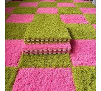 Tapete Entrelazado Resistente Al Desgaste De 12 X 12 Pulgadas, 100 Piezas - 100 Pies Cuadrados. Losetas De Alfombra De Espuma De Rompecabezas De Felpa Antideslizantes, Protección Del Piso (Color: Azu