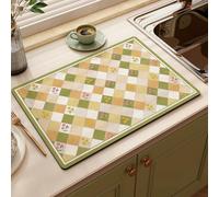 Tapete escurridor absorbente con respaldo de goma, tapete de secado de platos, cafetera de secado rápido, fácil de limpiar, almohadilla protectora de encimera de cocina (60 x 50 cm, estilo 8)