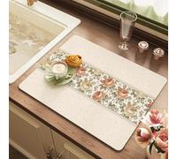 Tapete escurridor absorbente con respaldo de goma, tapete de secado de platos, cafetera de secado rápido, fácil de limpiar, almohadilla protectora de encimera de cocina (80 x 50 cm, estilo 10)