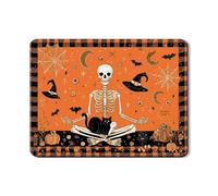 Tapete escurridor de platos de esqueleto de Halloween para cocina, gato espeluznante y calabaza, tapete escurridor de goma absorbente, almohadilla festiva de piel sintética para decoración de