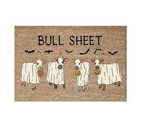 Tapete esponjoso de Halloween 2025, divertido tapete de vaca para decoración de Halloween, tapete de terciopelo de cristal, tapete de tierra para el hogar, hoja de toro, alfombra de puerta de vaca