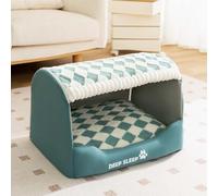 Tapete extragrande para cama para perros y gatos, tienda de campaña jumbo con techo, casa acolchada para mascotas pequeñas, medianas y grandes, diseño cómodo y acogedor para uso en interiores