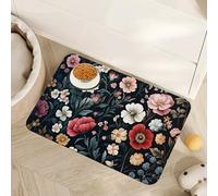 Tapete floral bohemio para comida para perros y gatos, tapete de alimentación de mascotas absorbente vintage con respaldo de goma, mantel individual antideslizante para cuenco de agua, suministros de