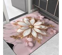 Tapete floral para puerta de terciopelo de cristal antideslizante para limpieza y para decoración de entrada de tráfico pesado, color blanco, 40 x 60 cm (60 x 90 cm, floral-8)