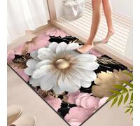 Tapete floral para puerta de terciopelo de cristal, antideslizante, resistente al desgaste, alfombra de entrada para el hogar, puerta delantera, trasera, fácil de limpiar, cubierta de suelo, blanco