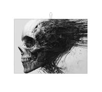 Tapete grande de microfibra para escurrir platos con diseño de esqueleto femenino con cabeza cepillada, reutilizable, lavable, para accesorios de cocina, 45,7 x 61 cm