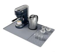 Tapete grande de silicona para café de 60 x 40 cm, resistente al agua, con parte trasera de goma, escurridor de platos para encimera de cocina, accesorios para cafetera espresso, gris (gris B)
