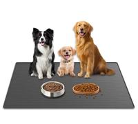 Tapete grande para comida de mascotas de 40 x 30 pulgadas, tapete de silicona súper grueso de 1.5 mm para alimentos y agua, tapetes antideslizantes para alimentación de mascotas para suelos, tapete