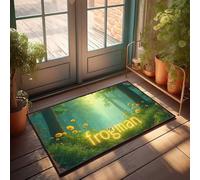 Tapete grande para puerta delantera, con luces de neón para exteriores, guía a través del bosque encantado de Frogman, tapete de escritorio para el suelo, alfombra de vacaciones (40 x 60 cm)