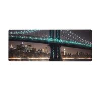 Tapete grande para teclado de New York Manhattan Bridge Night Print, tapete para teclado para juegos, tamaño grande y largo, almohadilla de escritorio completa para computadora portátil