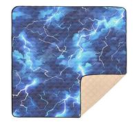 Tapete grande y elegante con patrón azul rayo para gimnasio y actividades para interiores y exteriores, acogedora, transpirable, para bebés, niños pequeños, 50 x 50 pulgadas