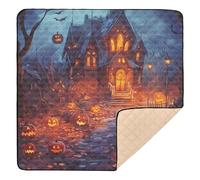 Tapete grande y elegante para jugar con texto en inglés "All Saints' Day" Happy Halloween Candy para piso, impermeable, para tiempo de barriga y gatear para bebés y niños pequeños, 50 x 50 pulgadas