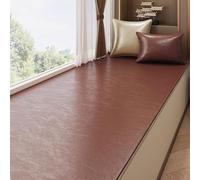 Tapete impermeable de piel de vaca sintética para alféizar de ventana, almohadilla de interior antiarañazos para gatos, 67 x 20 pulgadas, cubierta negra para un elegante descanso en la ventana