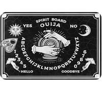 Tapete interior para puerta de baño, tablero de ouija, ocultismo, planchette, espíritu, ocultismo, vintage, madera, Halloween, mano, sol, alfabeto, estrella, luna negra, signo futuro, juego, tatuaje