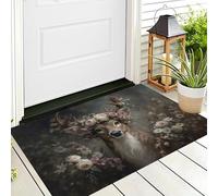 Tapete Marrón Rosado Venado De Cola Blanca Con Cresta Puerta Felpudo De Entrada Exterior Atrapar Suciedad Alfombra Pintando Animales Para Interior Jardines Cocina Pasillo Trasera Delantera,40X60Cm