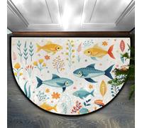 Tapete medio redondo de 36 x 24 pulgadas, suave y absorbente con respaldo antideslizante, tapete de bienvenida interior para entrada, dormitorio, cocina, oficina