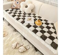 Tapete mullido para mascotas con divertido diseño de cuadros de color crema, manta de invierno gruesa para perros y gatos, lavable a máquina, tapete cuadrado antideslizante para pisos, 45 x 45 cm