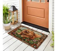 Tapete negro para puerta delantera de perro pomerania de primavera, 29 x 17 pulgadas, divertido cachorro estética de animales al aire libre, interior y exterior, felpudo de zapatos para mascotas