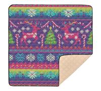 Tapete nórdico de Navidad morado y blanco - Patrón inspirado en espuma suave para interiores y exteriores, cómodo tapete para jugar boca abajo para bebés, niños pequeños, 50 x 50 pulgadas