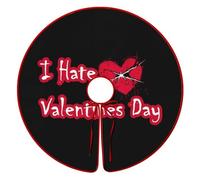 Tapete para árbol de Navidad con texto en inglés "I Hate Valentine's Day", divertido tapete rojo de 36 pulgadas para árbol de Navidad, decoración divertida para la familia, vacaciones de Navidad