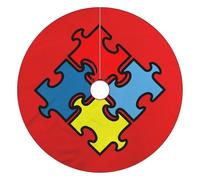 Tapete para árbol de Navidad de Awarenes, divertido rompecabezas para autismo, color rojo, 36 pulgadas, decoración divertida para la familia, vacaciones de Navidad