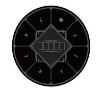 tapete para Cartas, Tapete de póquer Redondo portátil for Texas Holdem, Mesa Plegable for 8 Jugadores con tapete impresión diseño Art Deco(Black,L)