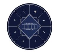 tapete para Cartas, Tapete de póquer Redondo portátil for Texas Holdem, Mesa Plegable for 8 Jugadores con tapete impresión diseño Art Deco(Blue,S)