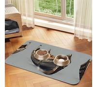 Tapete para comida de mascotas con estampado de barcos vikingos, absorbente, antideslizante, de piel sintética, para perros, gatos y mascotas, mantel individual