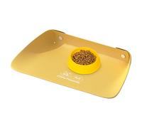Tapete Para Comida Para Perros - 45x30 Centímetros, Protector A Prueba De Salpicaduras Para La Hora De Comer, Protector De Piso Suave Y Antiadherente | Accesorio De Cuero De PU Amarillo Albaricoque Es