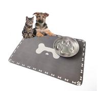 Tapete para cuenco de perro, 30 x 50 cm, súper absorbente, tapete de comida para gatos con parte inferior de goma antideslizante, se limpia con un paño y de secado rápido, alfombrilla de alimentación