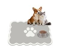 Tapete para cuenco de perro, 60 x 40 cm, súper absorbente, tapete de comida para gatos con parte inferior de goma antideslizante, se limpia con un paño y de secado rápido, alfombrilla de alimentación