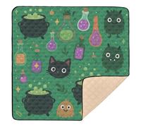 Tapete para gimnasio y actividades de Halloween con diseño de bruja, suave y grueso, resistente al agua, para bebés y niños pequeños, 50 x 50 pulgadas