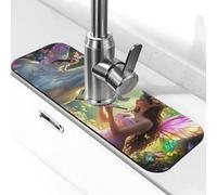 Tapete para grifo de fregadero de cocina, diseño de unicornios y hadas del bosque mágico, tapete de secado súper absorbente para cocina, baño, fregadero, cafetería, bar, grifo, decoración de regalos