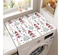 Tapete para Lavadora Y Secadora,áRbol De Navidad Colorido Cubierta Superior para Lavadora,Funda Protectores De Silicona,Lavadoras,Refrigeradores,Cocinas,BañOs,Alfombra (Rojo Blanco,40 x50 cm)