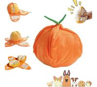 Tapete para olfatear naranja y pelar para perros, juguete de peluche chirriante para perros con papeles arrugados, juguete de peluche para mascotas medianas, para perros, entrenamiento oculto de