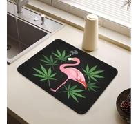 Tapete para platos Flamingo Bird Blunt 420 Stoner | Tapete de secado de platos de microfibra para encimera, decoración de encimera de cocina