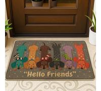 Tapete para puerta con diseño de perro salchicha, diseño de lunares, color marrón, antideslizante, para el hogar, interior, exterior, entrada, porche, decoración de 73 x 43 cm