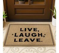 Tapete para puerta con texto en inglés "Live" y moderno e informal con texto en inglés "Laugh Leave Ninge" (29 x 17 pulgadas) de goma antideslizante, decoración del hogar para entrada, porche y balcón