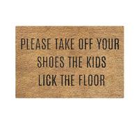 Tapete para puerta con texto en inglés "Take Your Shoes Off" al aire libre | Por favor, quítate los zapatos, para niños y exteriores (24 x 16 pulgadas)