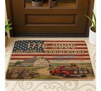 Tapete para puerta de 250 aniversario con diseño de perro sabueso de sangre, color negro, 29 x 17 pulgadas, 4 de julio, independencia para exteriores, antideslizante, pequeño estampado rústico para
