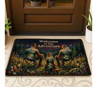 Tapete para puerta de aventura, diseño rústico de perro, color verde, antideslizante, atrapasuciedad, para el suelo, casa, oficina, exterior, interior, entrada, decoración, 73 x 43 cm