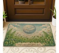 Tapete para puerta de bienvenida con bola de golf, helechos al aire última intervensión, trébol verde primavera, lavable, de perfil bajo, decoración de entrada, para porche delantero, baño, oficina