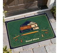Tapete para puerta de bienvenida con diseño literario de lápices texto ninguno verde, antideslizante, para casa, oficina, exterior, interior, entrada, decoración, 73 x 43 cm