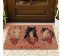 Tapete para puerta de caballo, estilo rústico, bandanas, corazones, ninguno marrón, lavable, de perfil bajo, para el suelo, para casa, oficina, exterior, interior, entrada, decoración, 73 x 43 cm