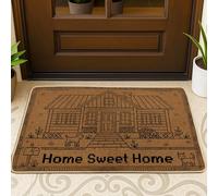Tapete para puerta de casa, rústico, minimalista, perro, gato, N/A, de goma marrón, antideslizante, decoración al aire libre para puerta delantera, entrada, patio, 73 x 43 cm