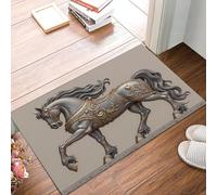 Tapete Para Puerta De Entrada Interior De 60X90Cm, Felpudo Antideslizante De Cocina Moderno Con Beige Marrón Escultura Barroca Caballo Guerra Con Animales Nórdicos Para Decoración De Casa Pasillo