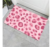Tapete Para Puerta De Entrada Interior De 80X120Cm, Felpudo Antideslizante De Cocina Moderno Con Rosa Estampado Leopardo Pintado A Mano Con Bonita Textura Guepardo Para Decoración De Casa Pasillo