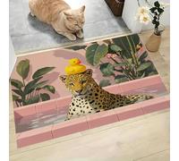 Tapete Para Puerta De Entrada Interior De 90X150Cm, Felpudo Antideslizante De Cocina Moderno Con Rubor En Polvo Guepardo Divertido Patito Goma Con Animales Piscina Para Decoración De Casa Pasillo