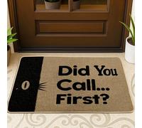 Tapete para puerta de gato, humorístico y casual, con texto en inglés, color negro, lavable, perfil bajo, para casa, oficina, exterior, interior, entrada, decoración, 73 x 43 cm